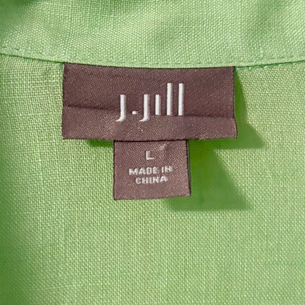 J. Jill L 100% linen summer weight spring green button front shirt - Picture 7 of 8